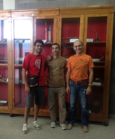 Dr Attilio Vargiu (U Cagliari), Marco and Andrei in Physics Museum